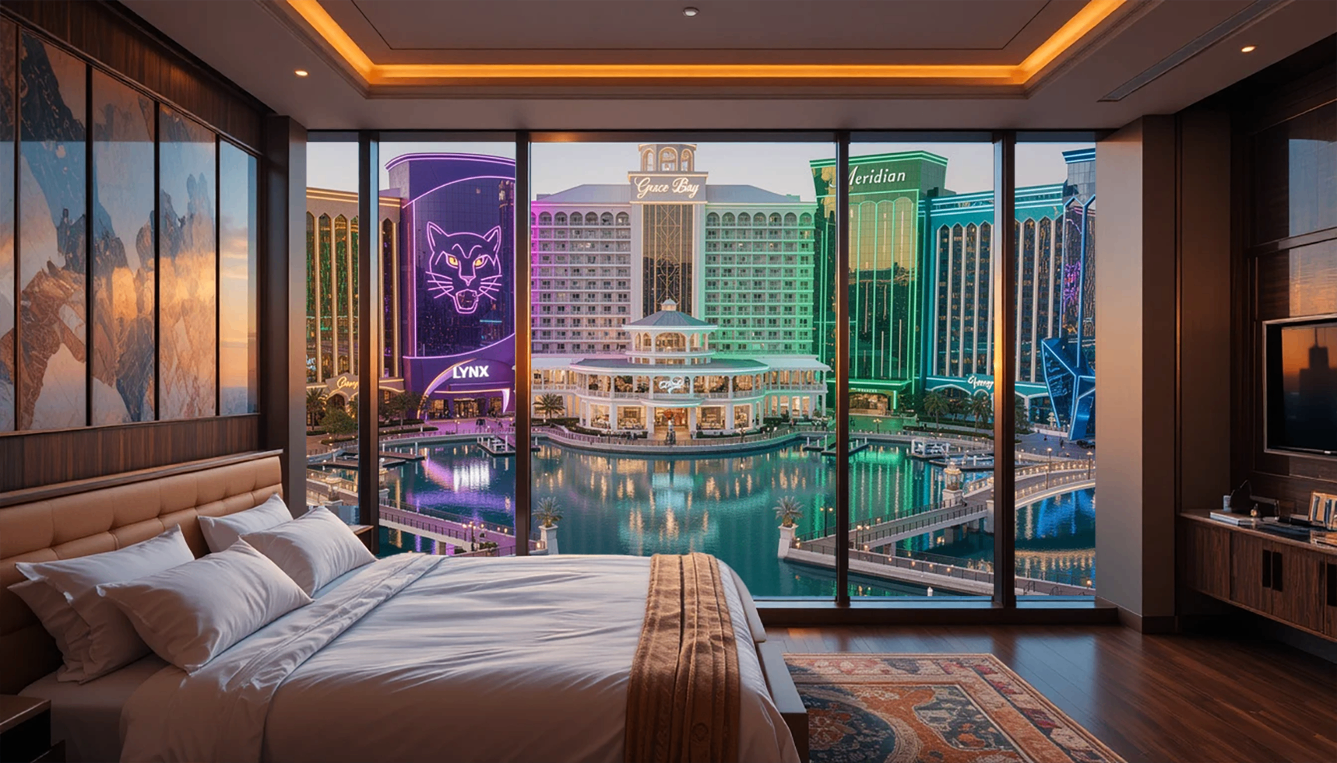 VLV virtual city skyline from luxury penthouse